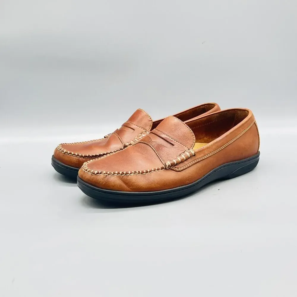 Cole Haan Shoes Men 9 Brown Leather Penny Loafers Moc Toe Slip On Casual Comfort